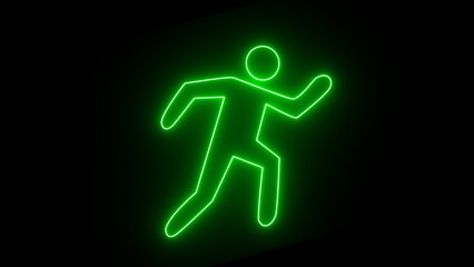 Neon running Icon  .Running person icon  with a glowing neon effect.
