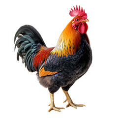Majestic Rooster on White Background