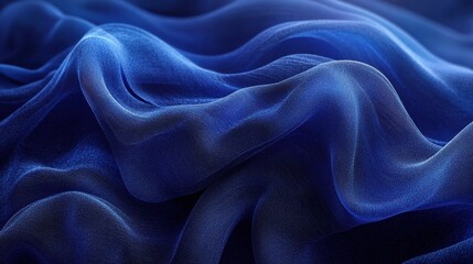 Obraz premium Blue silk fabric waves, elegant drape, studio shot, textile background, fashion design