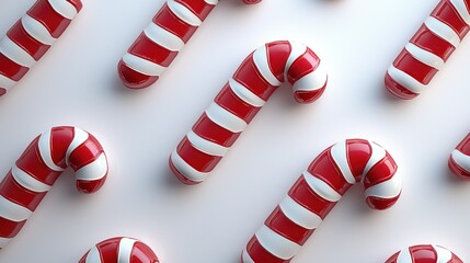 Obraz premium Festive candy canes pattern on white background