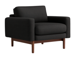 Stylish black chair with wooden frame, perfect for modern home and office spaces