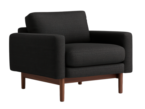 Stylish black chair with wooden frame, perfect for modern home and office spaces