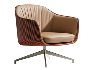 Stylish brown leather chair with white base, comfortable seating for modern interiors