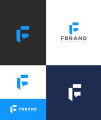 Obraz premium F Brand Logo Design Modern, Minimalist, Blue, Chat, Communication