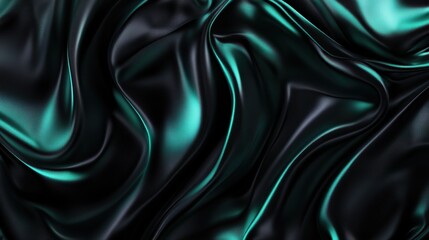 Obraz premium Black Emerald Teal Silk Satin Fabric Texture Ultra 2 High Fidelity Aesthetic