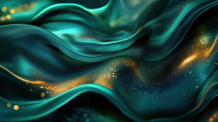 Naklejka premium Black Emerald Teal Silk Satin Fabric Texture Ultra