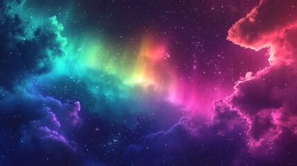 Fototapeta premium A vibrant cosmic scene featuring colorful auroras and starry skies.