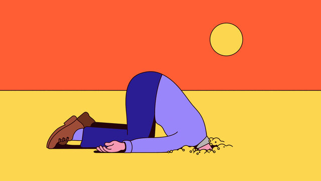 Man with head in the sand