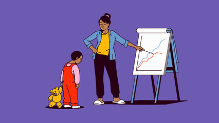 Strict mother criticising small son for poor performance