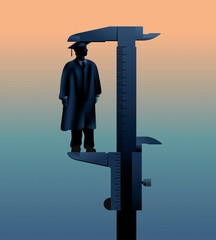 Graduate being measured in calipers