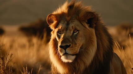 Fototapeta premium Wise Lion: The King in Thought