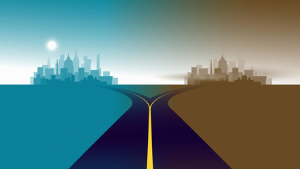 Contrast between clean and polluted skylines of Bengaluru, India