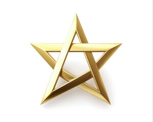 Gold Star of David Icon. Symbol of Jewish faith and Israel, Isolated on White Background