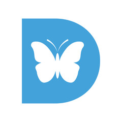 Butterfly Logo combine with letter D vector template