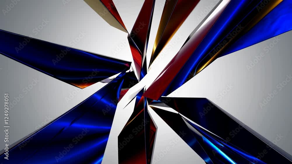 Poster Colorful geometric shapes collide and create dynamic patterns in abstract art