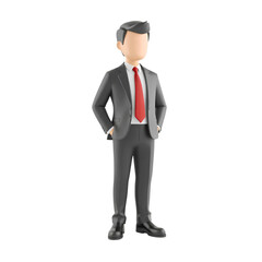 Obraz premium businessman standing in formal suit, professional corporate character, high quality png isolated on transparent background