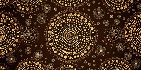 Intricate golden swirl pattern. Abstract art design with spiraling circles.