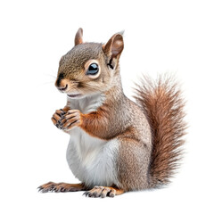 Adorable Red Squirrel Posing on White Background