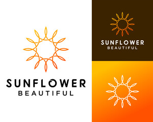 Fototapeta premium A simple and geometric sunflower logo design.