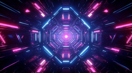 Futuristic Wallpaper Design Featuring Vibrant Neon Lights in a Dark Environment Creating a Dynamic and Energetic Atmosphere Perfect for Modern Digital Aesthetics and Interior Decoration