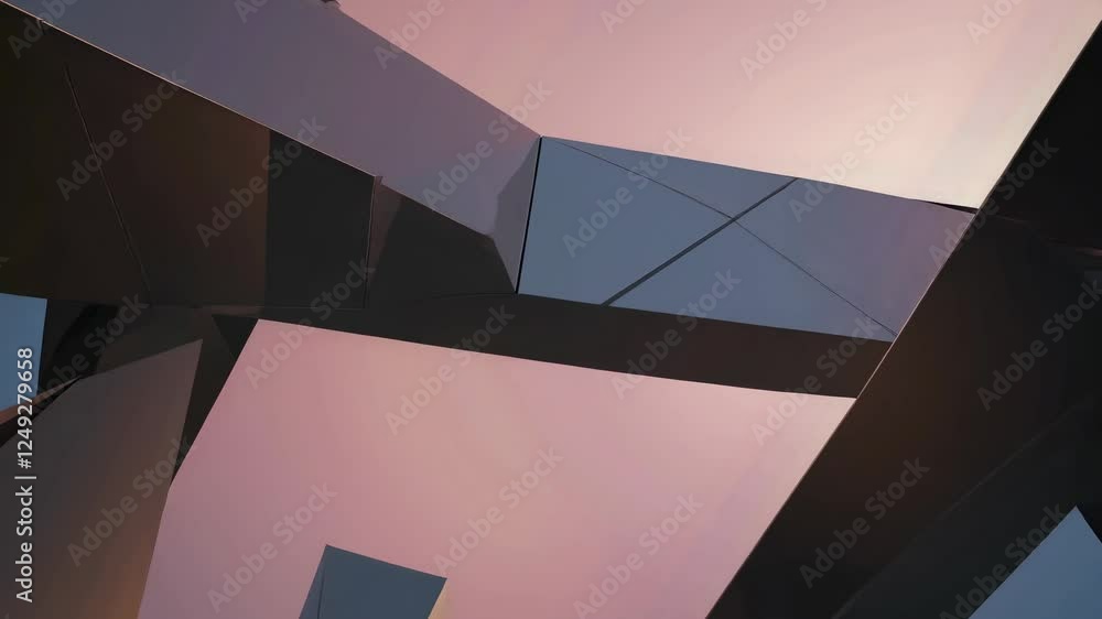 Poster exploring dynamic abstract shapes illuminated by soft light in a captivating environment
