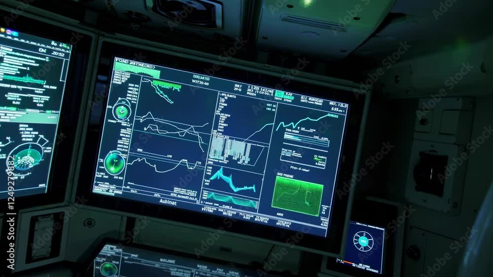 Poster exploring advanced control systems in a modern spacecraft during a mission simulation