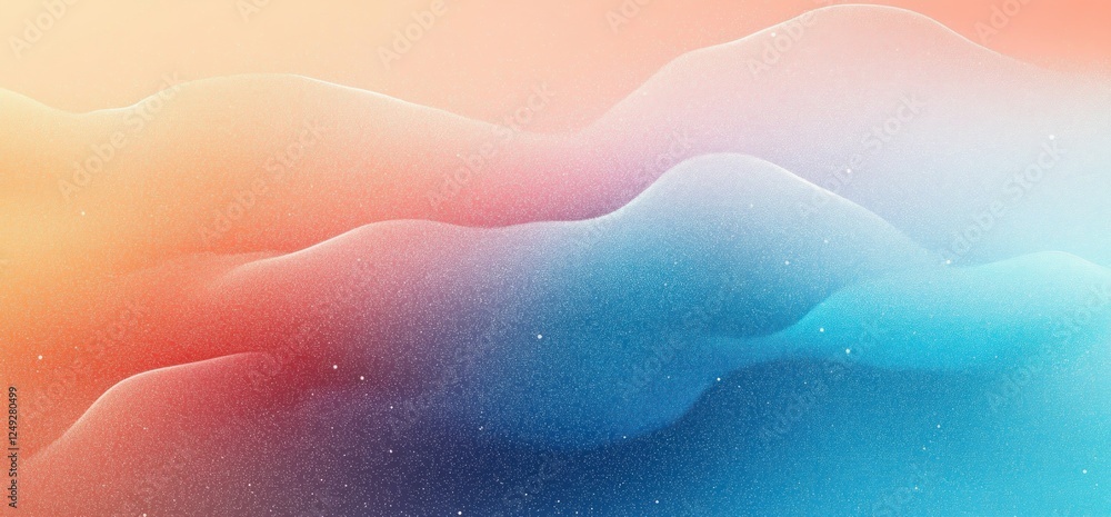 Poster abstract peach turquoise gradient texture background with warm lighting and minimalist composition
