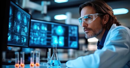 Virtual Doctor Meeting Conference Training Webinar in Modern Laboratory with Scientist and Nurses
