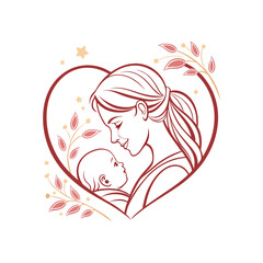 Mother and Child Heartwarming Vector Illustration for Mother’s Day