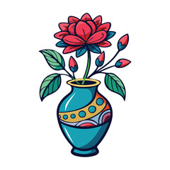 Elegant botanical vase and flower illustrations
