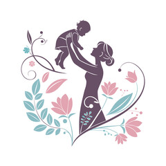 Mother’s Day Greeting Vector Illustration with Decorative Background