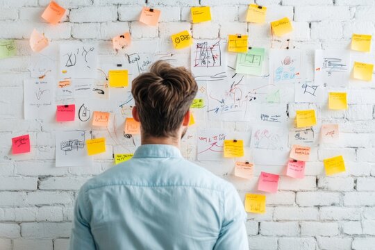 A graphic designer following an online module on UI/UX design principles