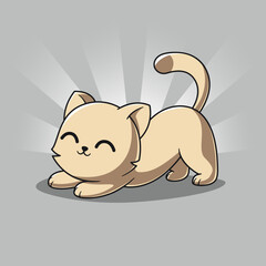 Cute Cat Stretching Cartoon Vector Icon Illustration Animal Nature Icon Isolated Flat Vector