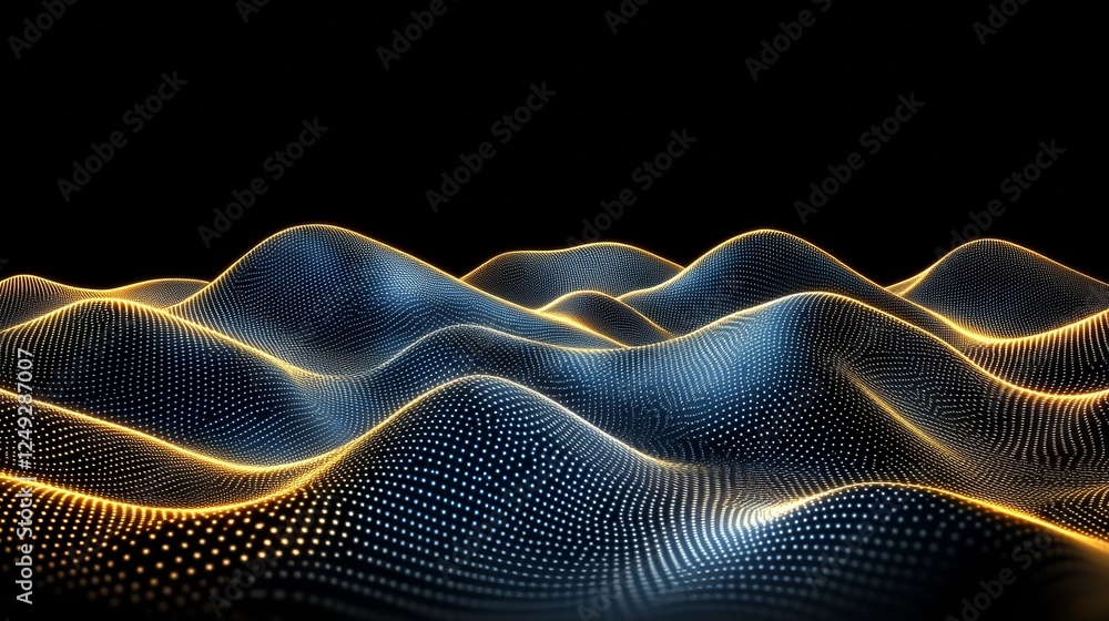 Poster abstract glowing surface with light and shadow effects on a dark background for graphic design.
