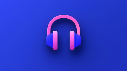 Stylish Modern Headphones on Bright Blue Background Design