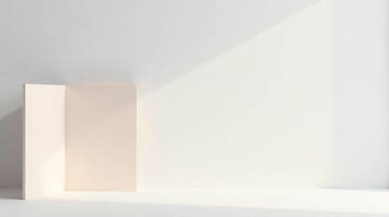 Minimalist Room Setting with Subtle Light and Shadow Play on Blank Panels
