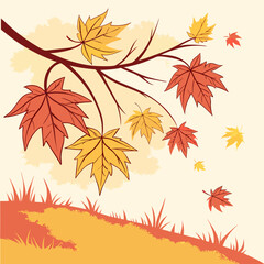 Watercolor Autumn Leaves Vector