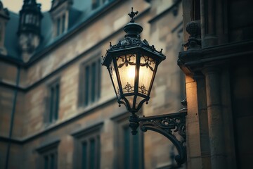 Ornate Lamppost and Ancient Building