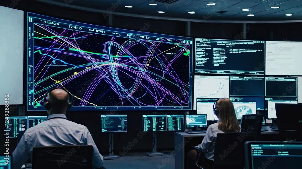 Leinwandbilder monitoring global data streams in a high-tech control room