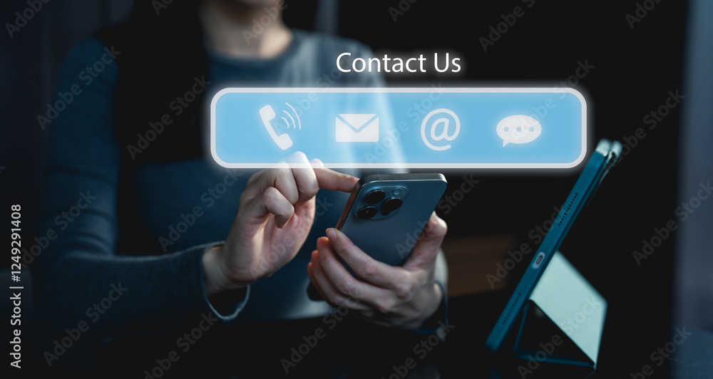 Poster a person interacts with a smartphone, focusing on a 