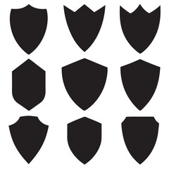 Shield silhouettes set armor pack of vector silhouette design