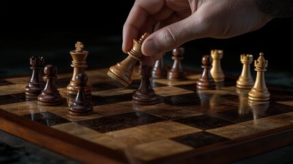 Chess match tactics board game arena visual art indoor setting close-up perspective strategic adjustments