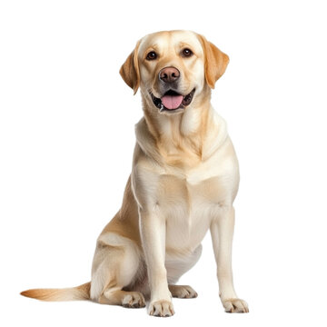 Happy Yellow Labrador Retriever Dog Sitting