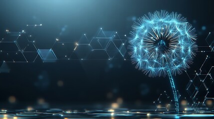 Digital Dandelion Illuminated By Network Connections