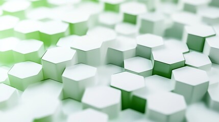 Obraz premium Transformative abstract art digital space background design green to white gradation visual perspective hexagon pattern