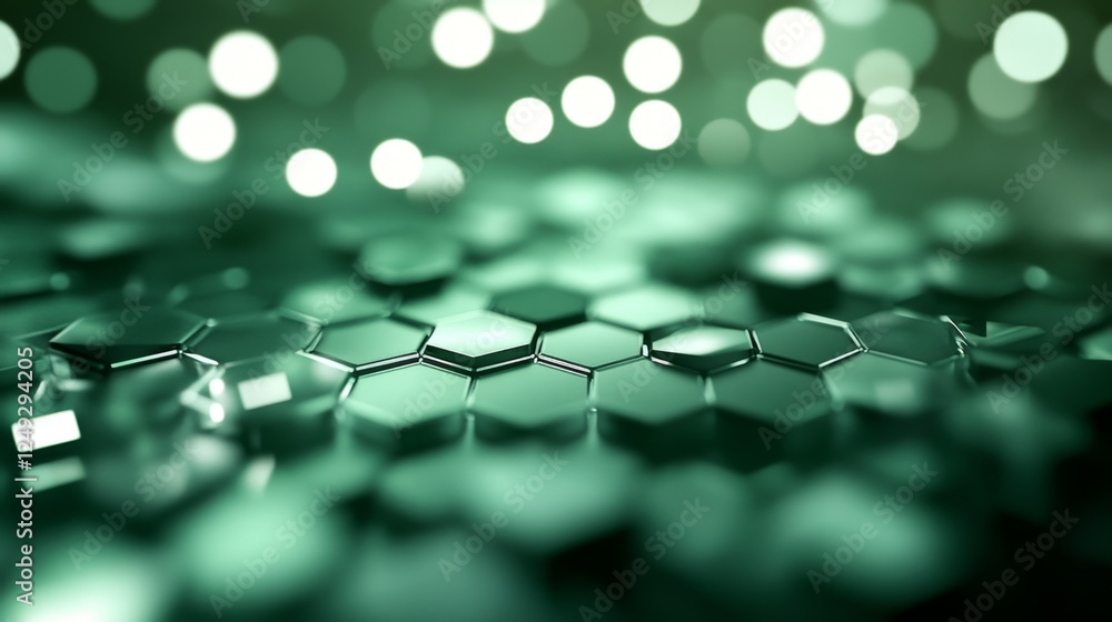 Poster gradient transition from green to white hexagon background digital design abstract art graphic envir