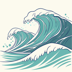 Watercolor Ocean Waves Illustration