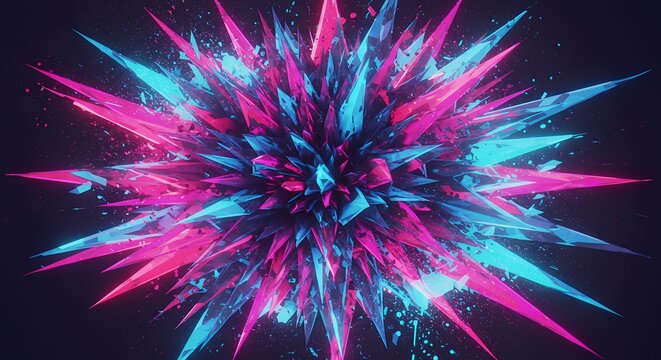 Abstract crystal formation in vibrant shades of pink and blue