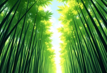 Fototapeta premium Lush Bamboo Forest Reaching Towards the Sky