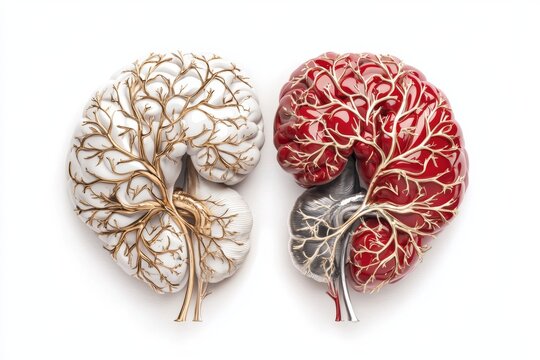 A sleek, minimalist representation of a heart and brain, symbolizing emotional and intellectual experiences